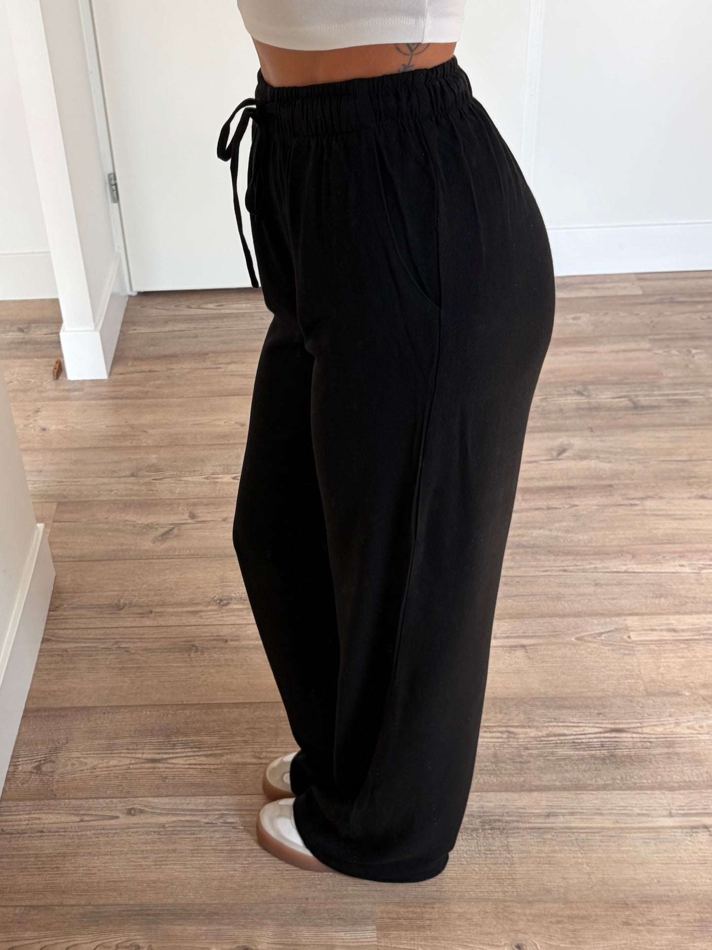 lange zwarte linnen broek voor vrouwen tot 1.90 meter