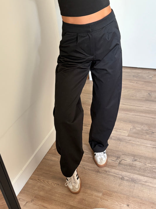 zwarte wide leg pantalon voor lange dames