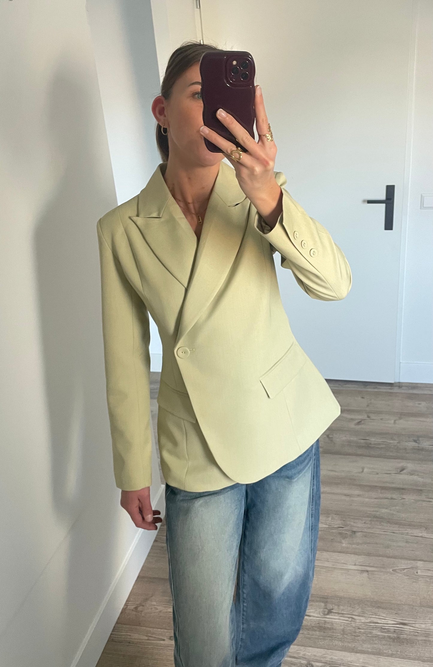 Stijlvolle lichtgroene tailored blazer - By LIV Fashion