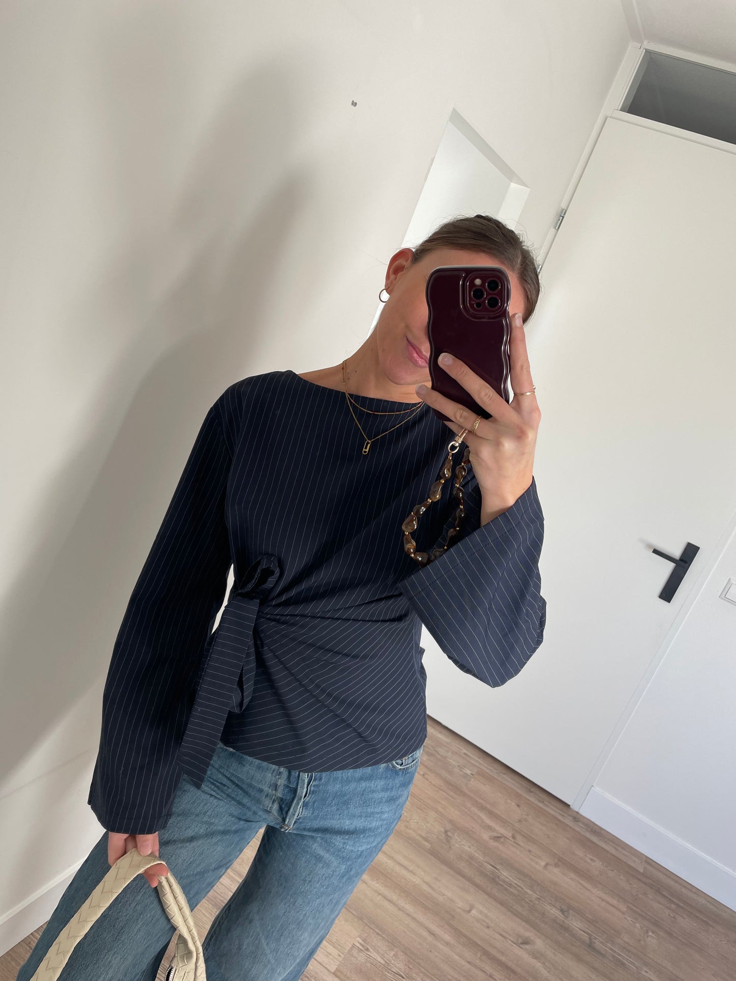 Bow blouse met strik detail in het navy blauw - dames kleding & accessoires