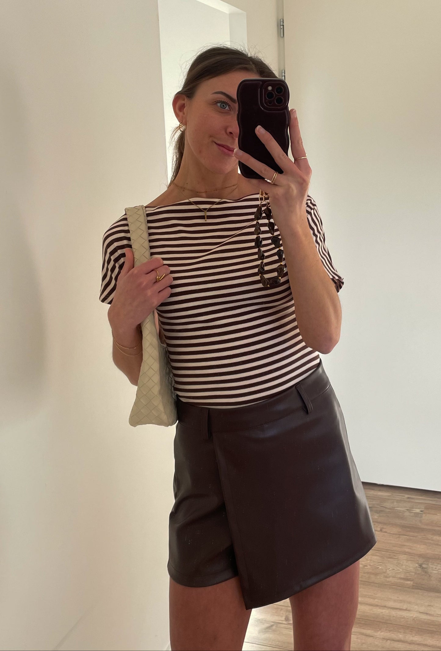 Bruine leren look skort van EIGHT PARIS