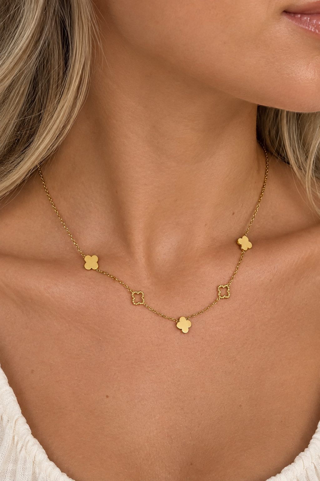 gouden clover ketting dames met klavertjes