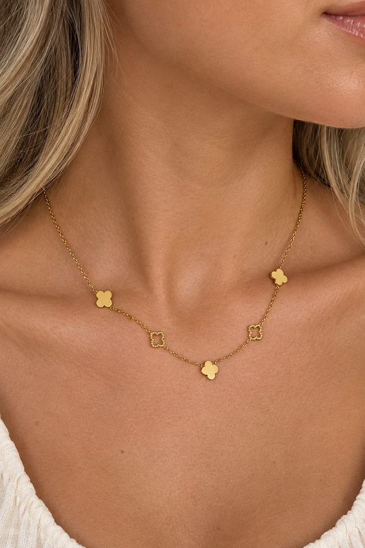 gouden clover ketting dames met klavertjes