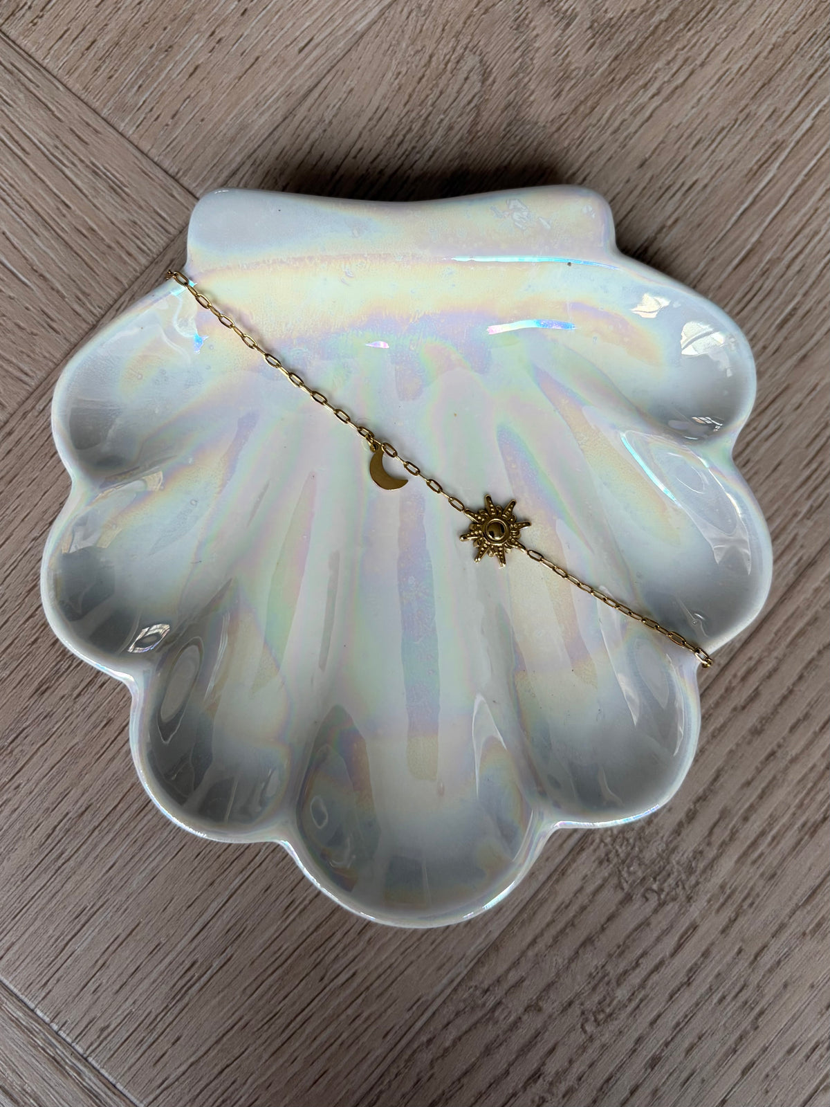 gouden armband met zon en ster van stainless steel