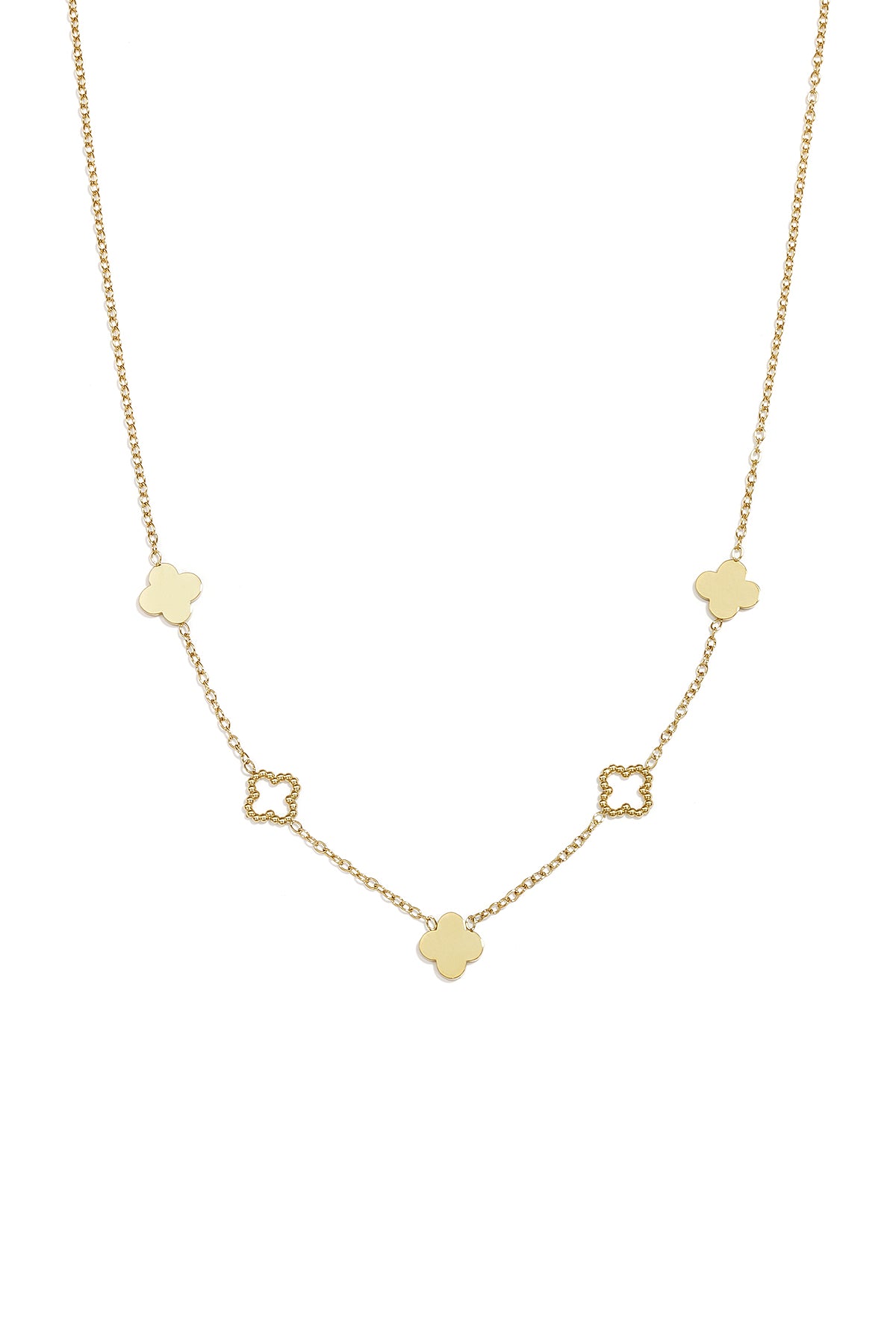 Goudkleurige ketting met klavertjes van stainless steel