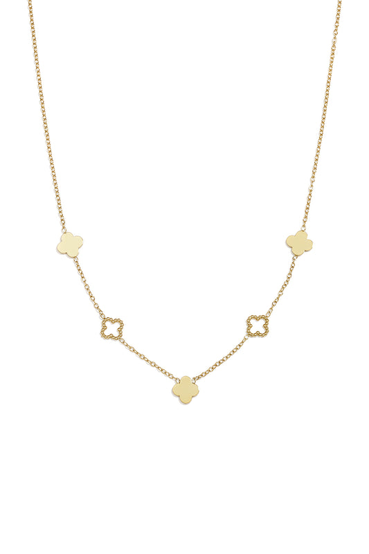 Goudkleurige ketting met klavertjes van stainless steel