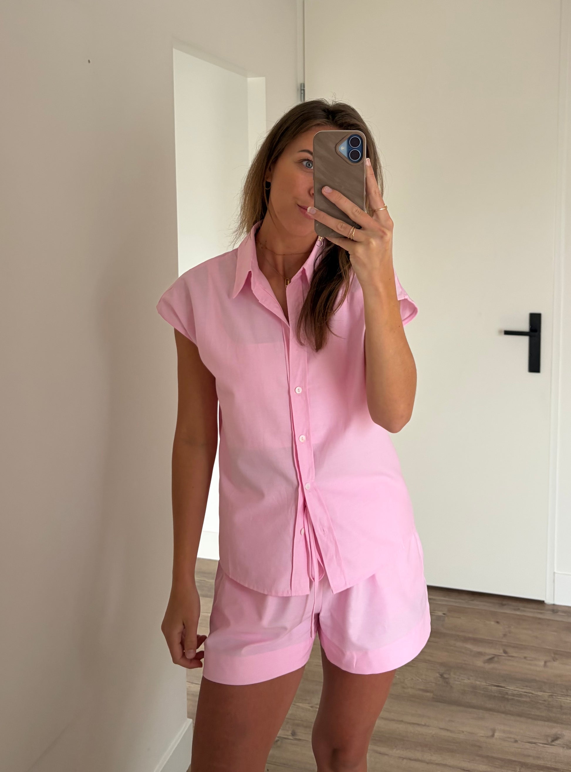 zomerse matching set dames in lichtroze