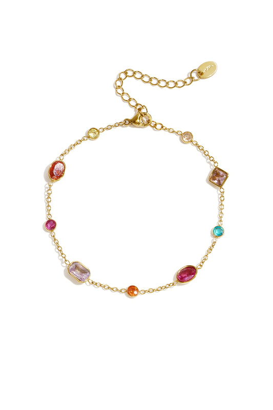 stainless steel armband met multicolor steentjes