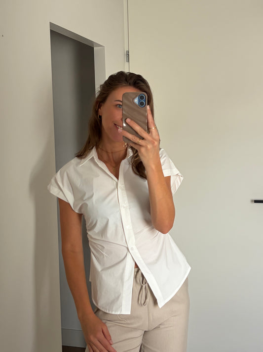 witte mouwloze blouse dames van katoen